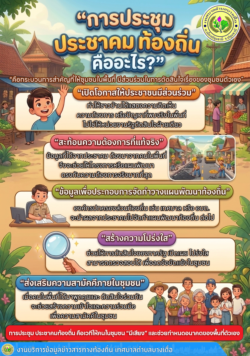 ขอเชิญเข้าร่วม การประชุมประชาคมท้องถิ่น เพื่อจัดทำแผนพัฒนาท้องถิ่น ฉบับที่ 3 (พ.ศ. 2571-2575)